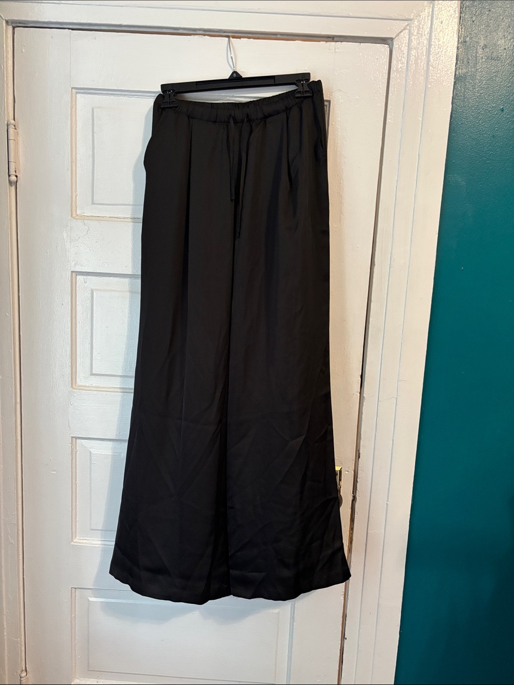 PINK Victoria's Secret Black Maxi Wide-Leg Pants with Drawstring